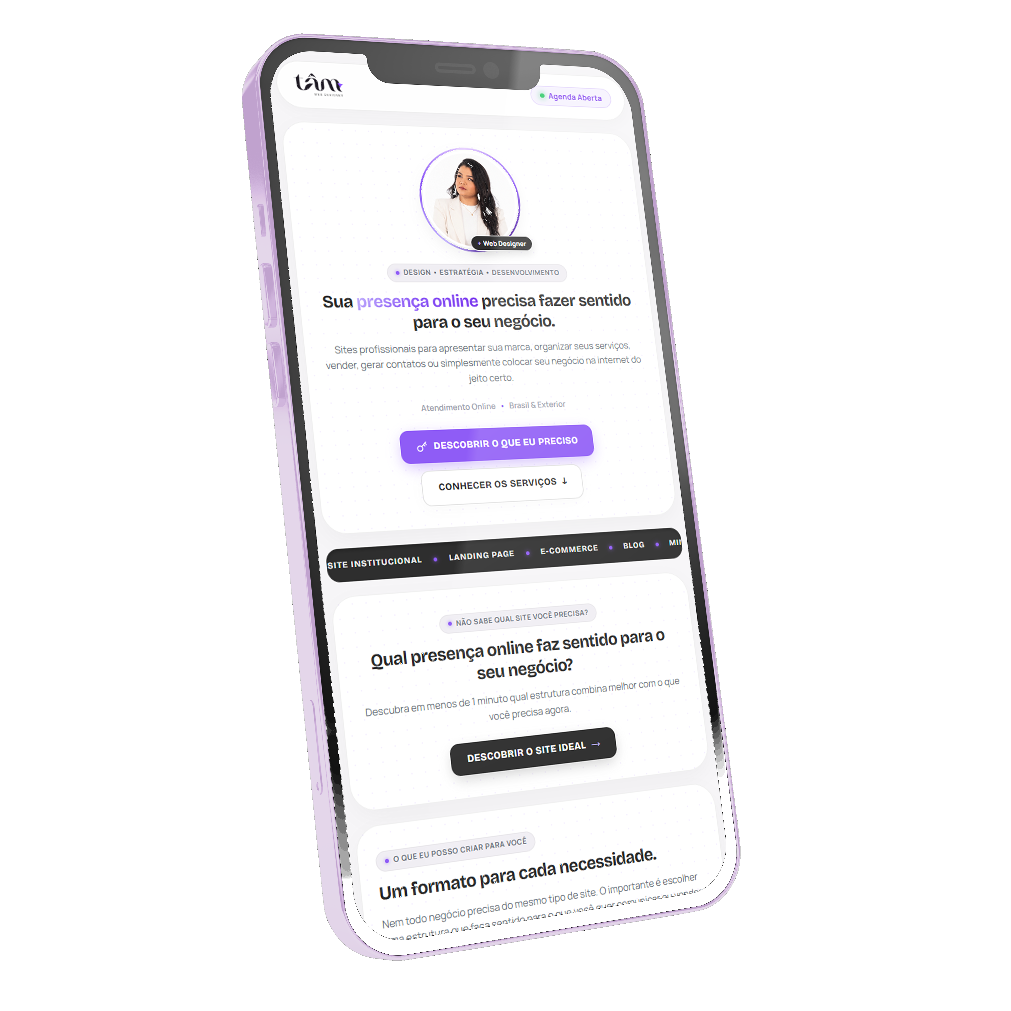 Mini Site Desenvolvido por Tâm